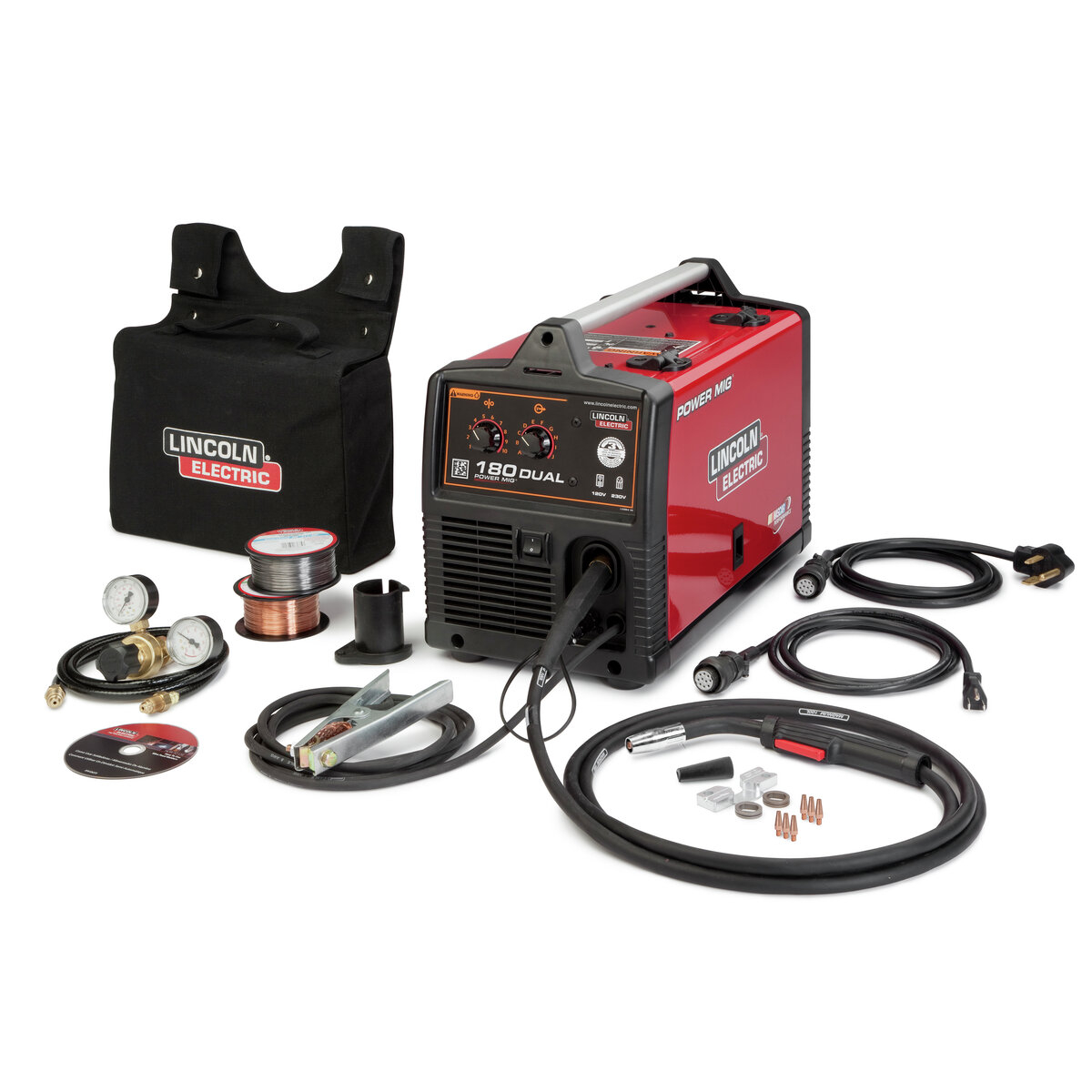 POWER MIG® 180 Dual MIG welder has dual 120 or 208/230 volt input power capability for MIG and flux cored wire welding.